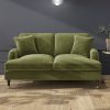 Olive Green Velvet 2 Seater Sofa - Payton