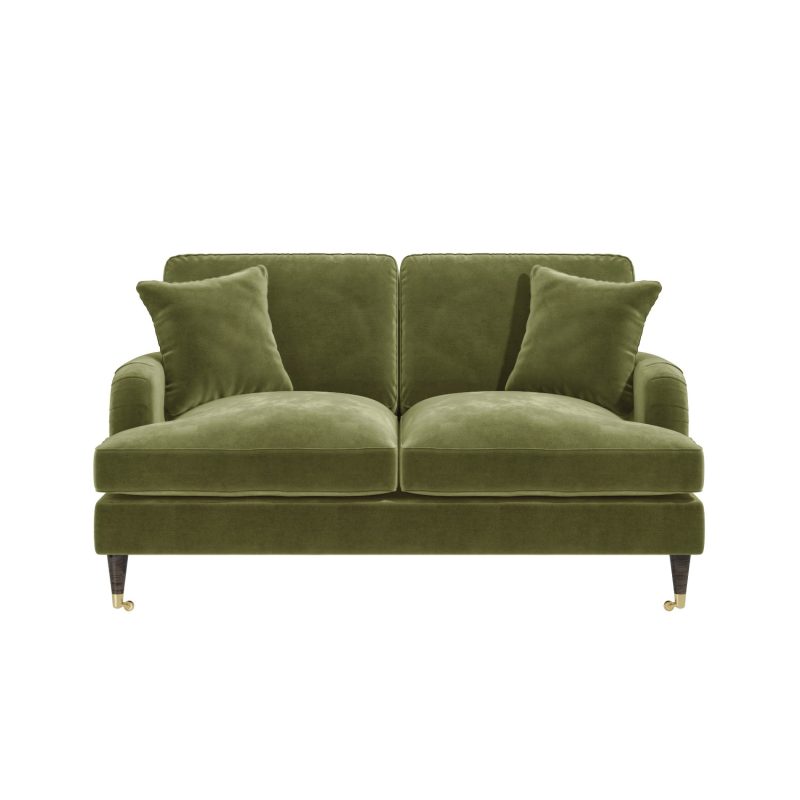 Olive Green Velvet 2 Seater Sofa - Payton - Image 3