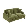 Olive Green Velvet 2 Seater Sofa - Payton - Image 4