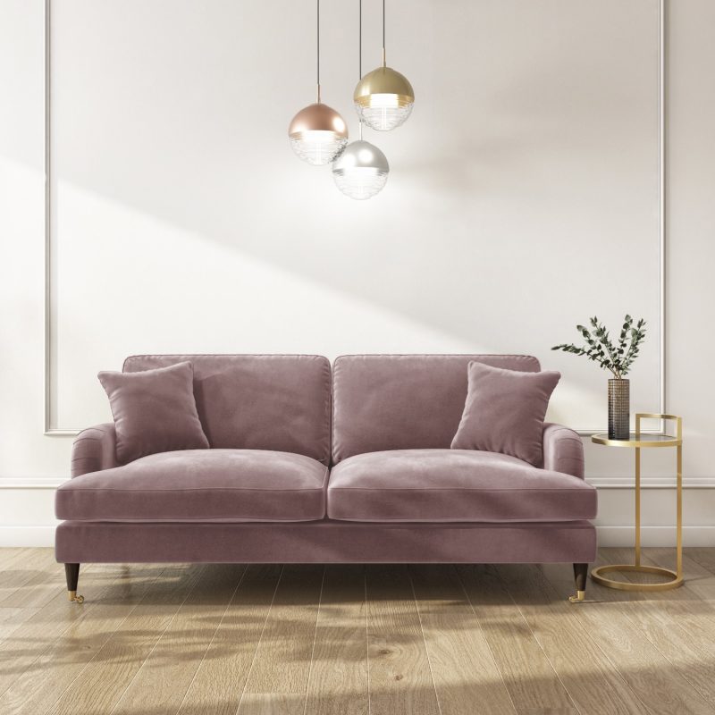 Blush Pink Velvet 3 Seater Sofa - Payton - Image 4
