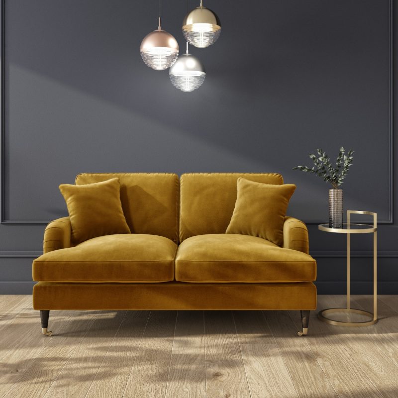 Mustard Velvet 2 Seater Sofa - Payton - Image 4