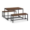 Walnut Dining Table with 2 Matching Benches - Julian Bowen