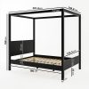 Double Four Poster Bed Frame in Black - Victoria - Image 2