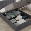 Grey Velvet Double Ottoman Bed - Pimlico - Aspire - Image 4