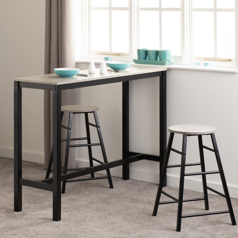 Concrete Effect Bar Table and Stools Set - Seats 2 - Athens