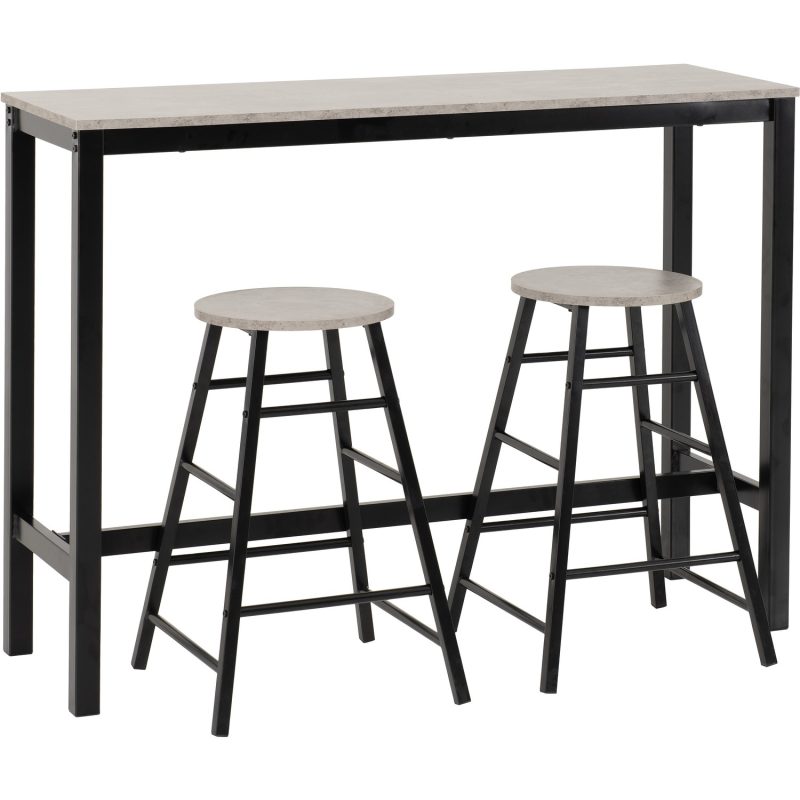 Concrete Effect Bar Table and Stools Set - Seats 2 - Athens - Image 2