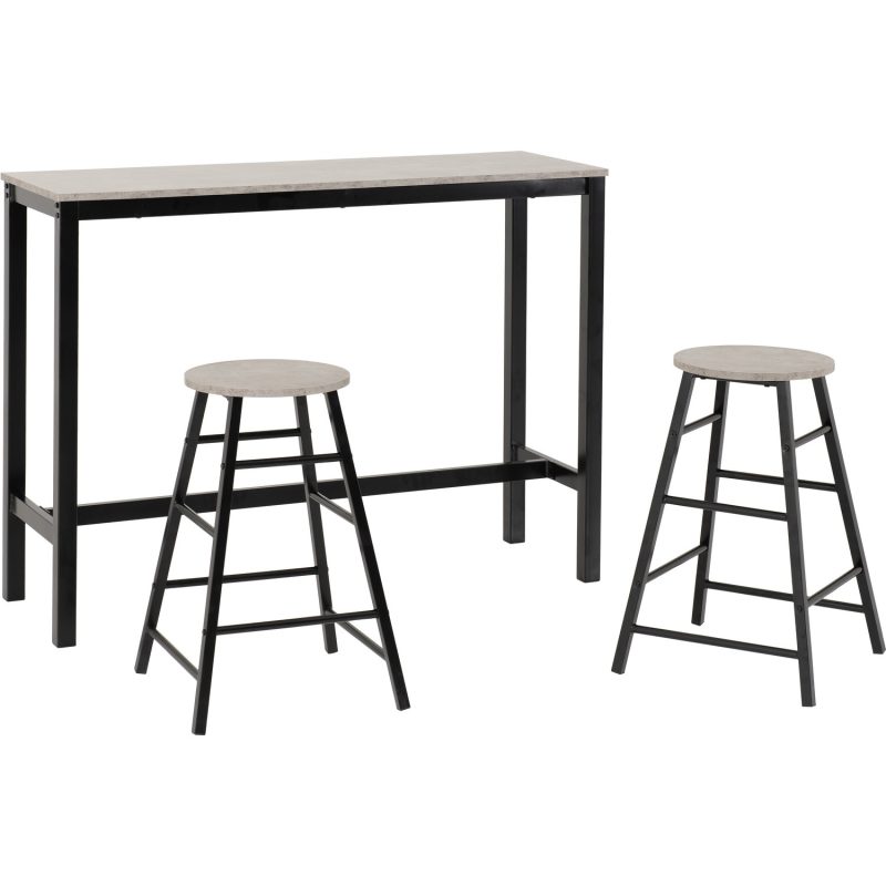 Concrete Effect Bar Table and Stools Set - Seats 2 - Athens - Image 3