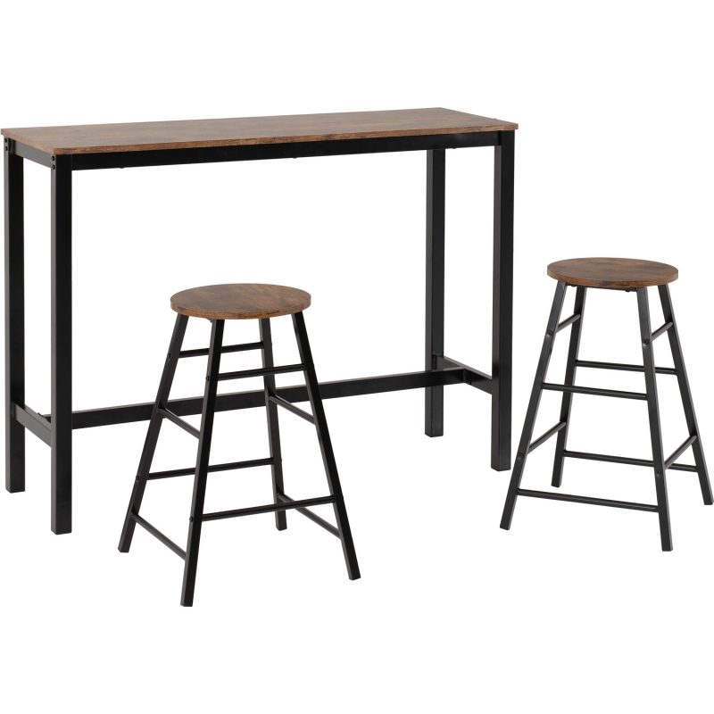 Acacia Effect Bar Table and Stools - Seats 2 - Athens - Image 3