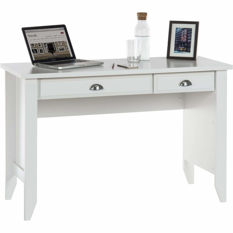 White Painted Office Desk with 2 Drawers - Teknik office