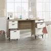 Oak effect Desk with White Drawers & Leather Strap Handles - Teknik Office - Image 5