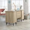 Oak effect Desk with White Drawers & Leather Strap Handles - Teknik Office - Image 3
