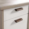 Oak effect Desk with White Drawers & Leather Strap Handles - Teknik Office - Image 4