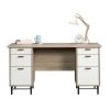 Oak effect Desk with White Drawers & Leather Strap Handles - Teknik Office - Image 7