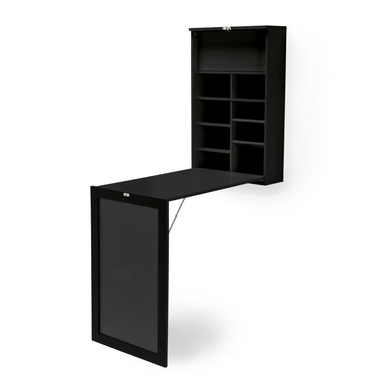Wall Mounted Folding Black Desk with Storage - Arlo - LPD - Image 5