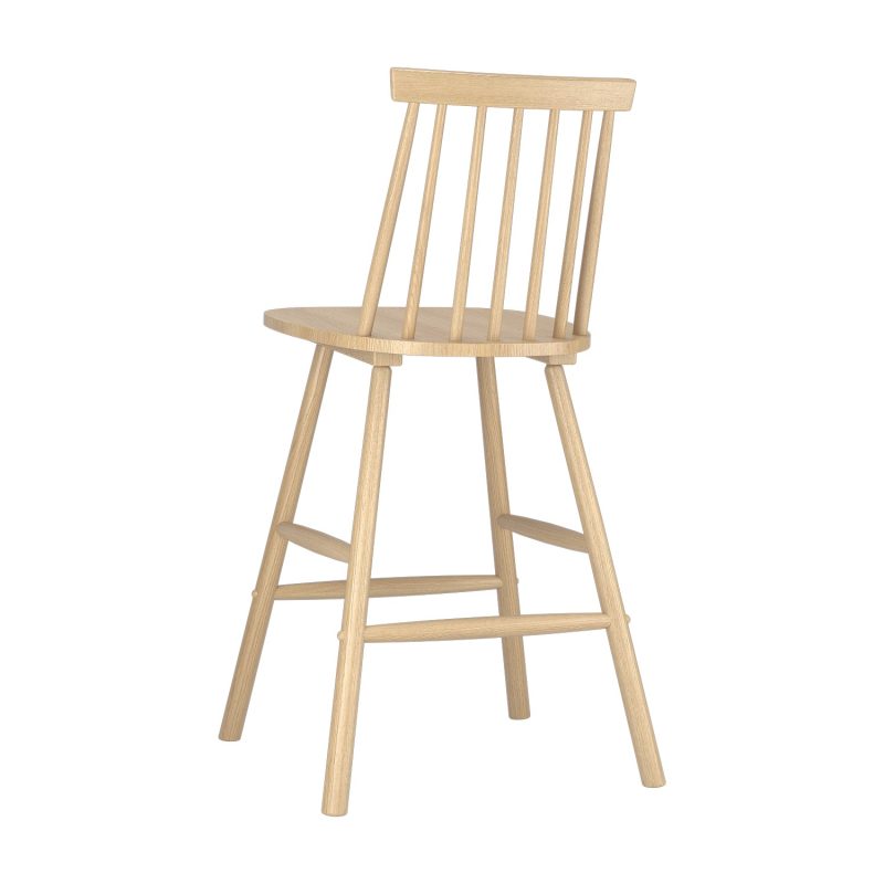 Light Oak Wooden Kitchen Stool with Spindle Back - 66cm - Cami - Image 4