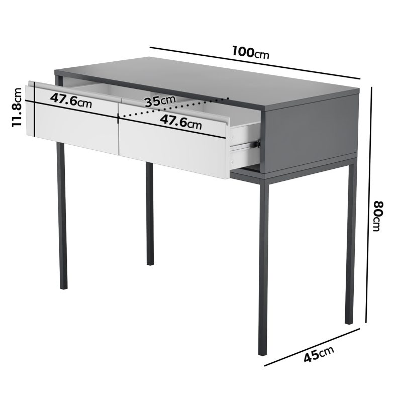 Small Dark Grey Kids Office Desk with Drawers - Aiko - Image 2