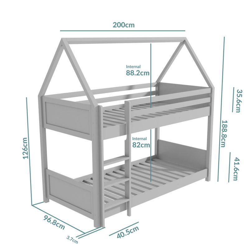 House Bunk Bed in Grey - Coco - Image 2
