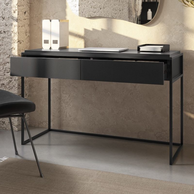 Matt Black Office Desk and Storage Cabinet Set - Larsen - Image 2