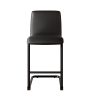 Set of 2 Black Faux Leather Cantilever Kitchen Stools - 66cm - Lucas - Image 3