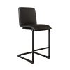 Set of 2 Black Faux Leather Cantilever Kitchen Stools - 66cm - Lucas - Image 4