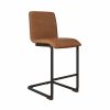 Set of 2 Tan Faux Leather Cantilever Kitchen Stools - Lucas - Image 3