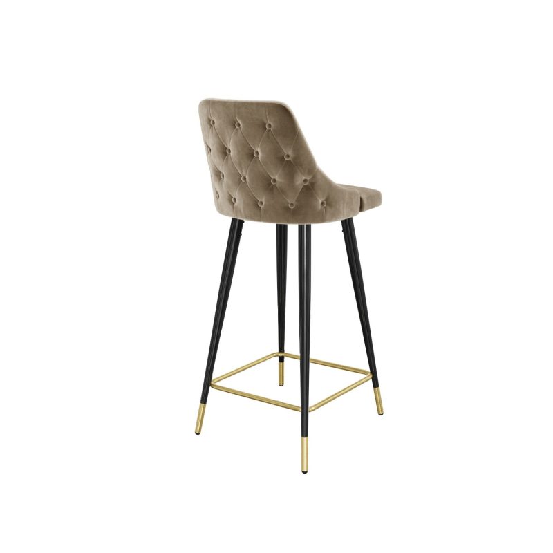Set of 3 Beige Velvet Bar Stools with Backs - Maddy - Image 3