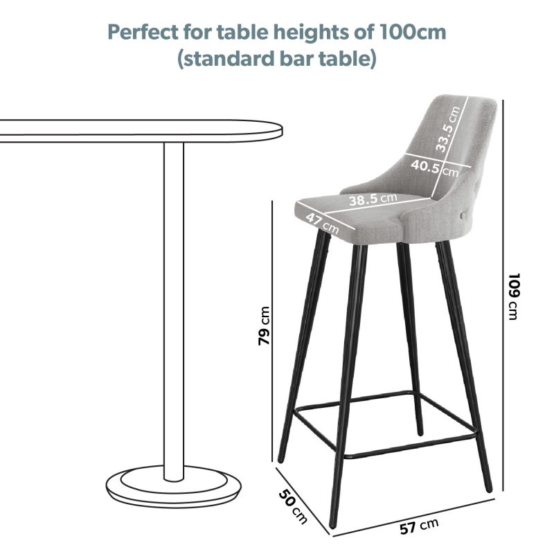 Grey Fabric Bar Stools Set of 2 - Maddy - Image 2