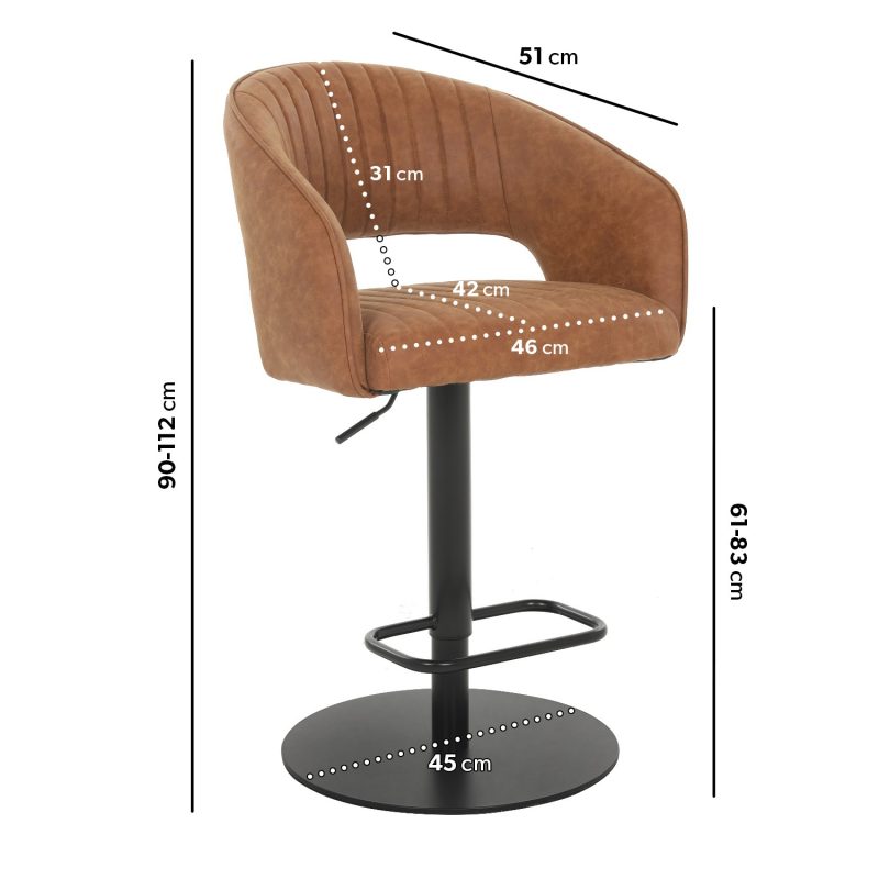 Industrial Bar Table Set with 2 Tan Faux Leather Adjustable Bar Stools - Quinn - Image 3