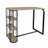 Industrial Bar Table Set with 2 Tan Faux Leather Adjustable Bar Stools - Quinn - Image 5