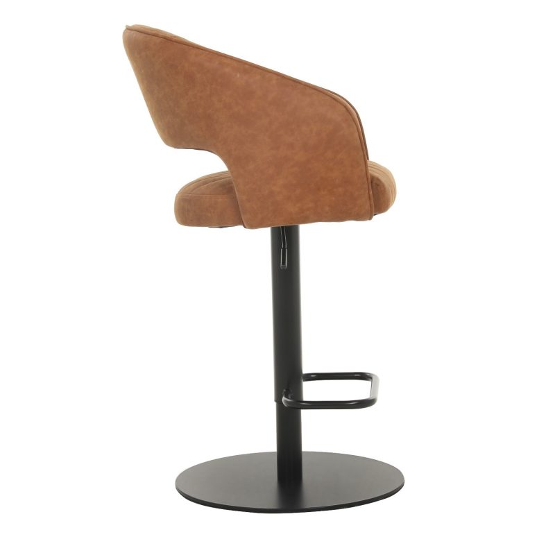 Industrial Bar Table Set with 2 Tan Faux Leather Adjustable Bar Stools - Quinn - Image 6