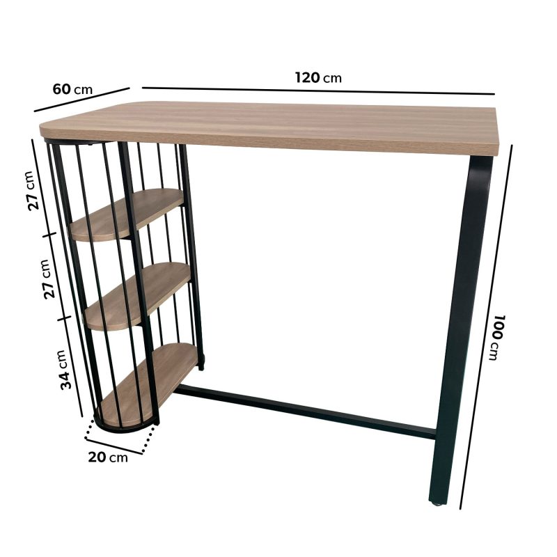 Industrial Bar Table Set with 2 Grey Faux Leather Adjustable Bar Stools - Quinn - Image 2