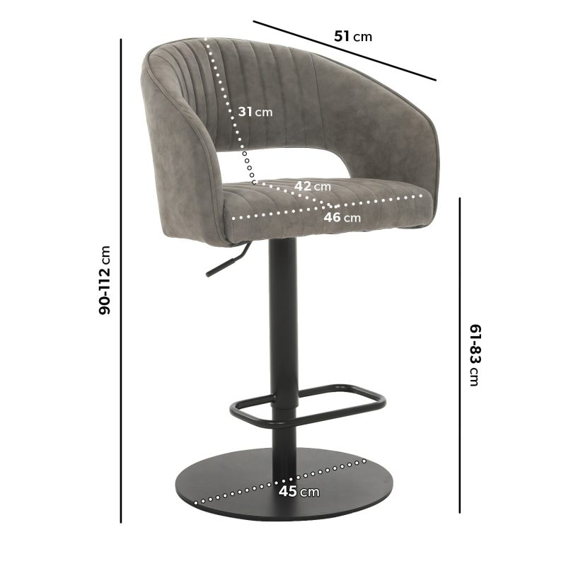 Industrial Bar Table Set with 2 Grey Faux Leather Adjustable Bar Stools - Quinn - Image 3