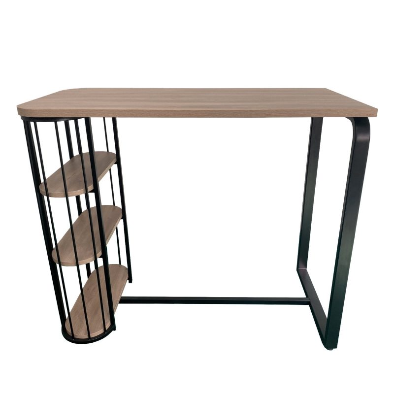 Industrial Bar Table Set with 2 Grey Faux Leather Adjustable Bar Stools - Quinn - Image 4