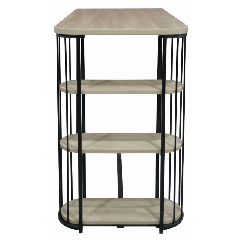 Industrial Bar Table Set with 2 Grey Faux Leather Adjustable Bar Stools - Quinn - Image 5