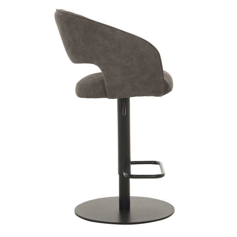 Industrial Bar Table Set with 2 Grey Faux Leather Adjustable Bar Stools - Quinn - Image 6