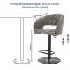 Set of 2 Curved Grey Faux Leather Adjustable Bar Stools with Backs - Runa - Image 2