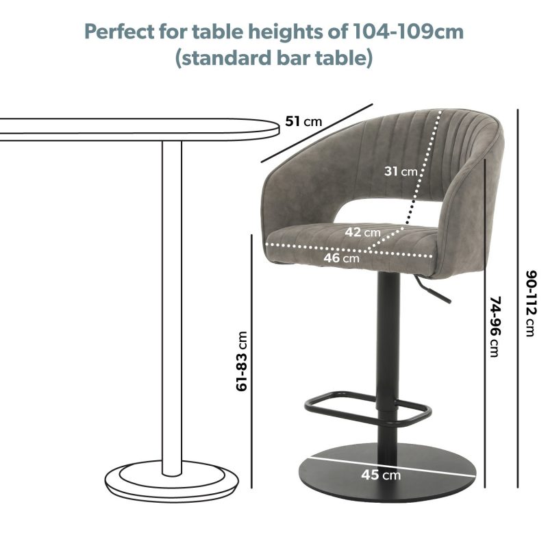 Set of 2 Curved Grey Faux Leather Adjustable Bar Stools with Backs - Runa - Image 2
