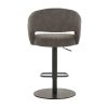 Set of 2 Curved Grey Faux Leather Adjustable Bar Stools with Backs - Runa - Image 3