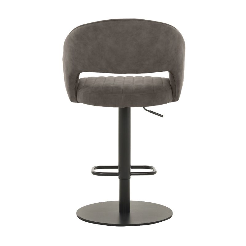 Set of 2 Curved Grey Faux Leather Adjustable Bar Stools with Backs - Runa - Image 3