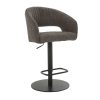 Set of 2 Curved Grey Faux Leather Adjustable Bar Stools with Backs - Runa - Image 4