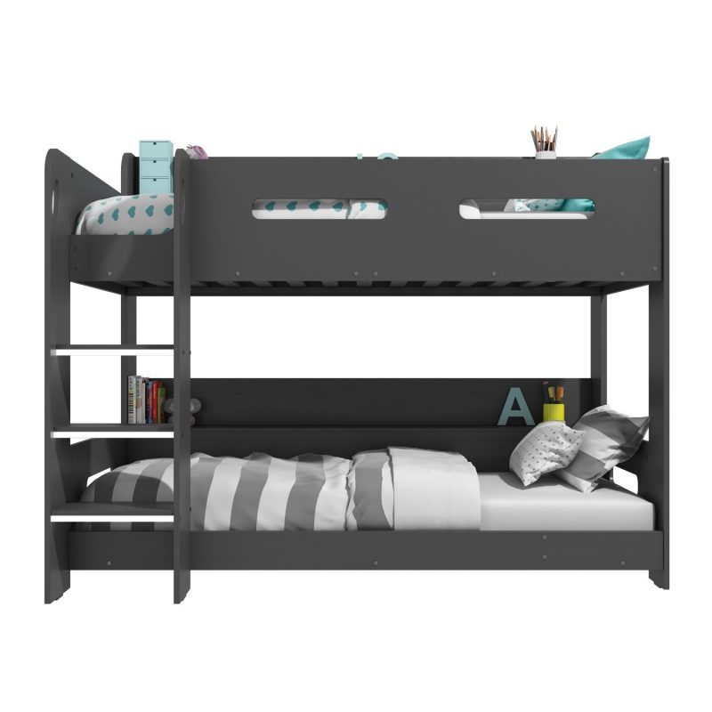 Dark Grey Bunk Bed with Shelves - Sky - Image 4