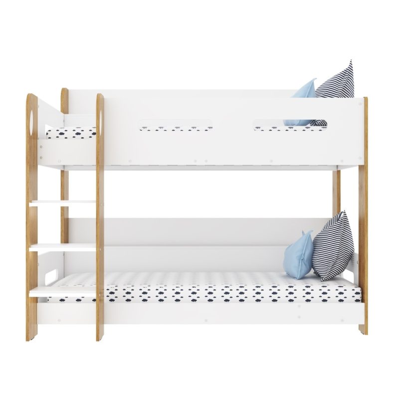 White and Oak Bunk Bed with Shelves - Sky - Image 5