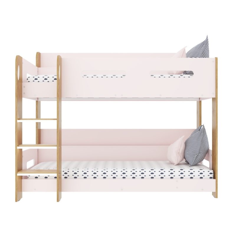 Pink and Oak Bunk Bed with Shelves - Sky - Image 4