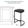 Set of 3 Black Faux Leather Kitchen Stool - 66cm - Stella - Image 2