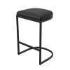 Set of 3 Black Faux Leather Kitchen Stool - 66cm - Stella - Image 4