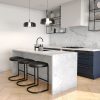 Set of 3 Black Faux Leather Kitchen Stool - 66cm - Stella - Image 5
