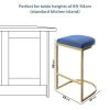 Set of 3 Navy Blue Velvet Kitchen Counter Stool - 66cm - Stella - Image 2