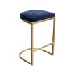 Set of 3 Navy Blue Velvet Kitchen Counter Stool - 66cm - Stella - Image 3