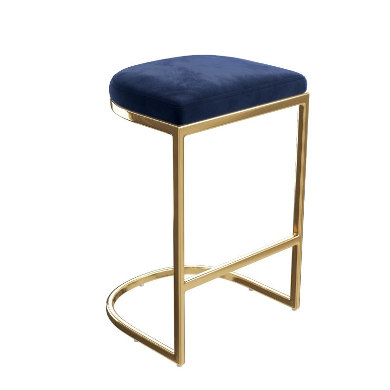 Set of 3 Navy Blue Velvet Kitchen Counter Stool - 66cm - Stella - Image 3