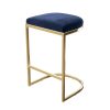 Set of 3 Navy Blue Velvet Kitchen Counter Stool - 66cm - Stella - Image 4